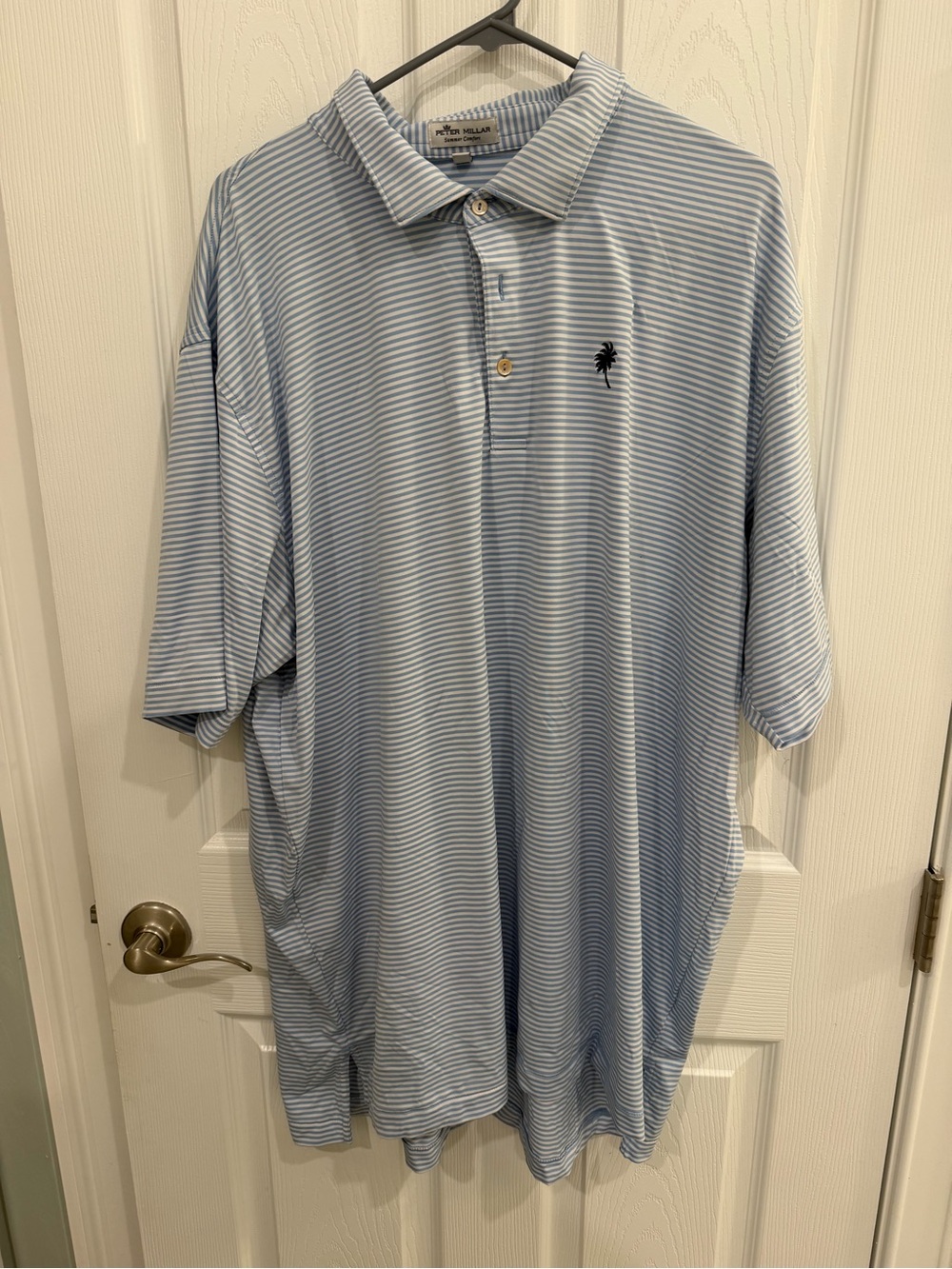 Peter Millar Light Blue & White Thin-Striped Polo Shirt